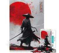 Puzzle Samurai Red Moon pour Adolescents, 1000 pièces, Jouet Anti-Stress, Bords tranchants, Cadeau d'anniversaire (38x26cm)