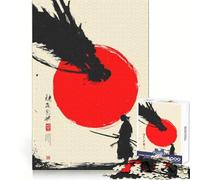 Puzzle Samurai Rising Sun Art pour Adultes, 1000 pièces, renforce la mémoire, Divertissement Occasionnel, qualité supérieure, Cadeau élégant (38x52cm)