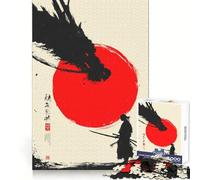 Puzzle Samurai Rising Sun pour Adultes, 1000 pièces, Jeu de réflexion, Anti-anxiété, Objet de Collection aux découpes soignées (38x26cm)
