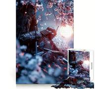 Puzzle Samurai Shogun sous la Lune 1000 Pièces pour Adultes Stimule la Mémoire, Jeu de Groupe, Bords Nets, Cadeau Élégant (38x52cm)