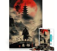 Puzzle Samurai Solitude Lune Rouge pour Adultes, 1000 pièces, renforce la mémoire, Divertissement Occasionnel, qualité supérieure, Cadeau élégant (38x26cm)