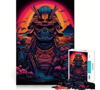 Puzzle Samurai Synth Wave 1000 pièces pour Adolescents, Jeu de logique et de logique, Passe-Temps Calme, Bords Lisses, Cadeau de qualité supérieure (38x26cm)