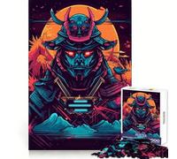 Puzzle Samurai Synth Wave Colors 1000 pièces pour Adolescents, Jeu de logique et de Train, Silencieux et Amusant, découpe Nette, Joli Cadeau (50x75cm)
