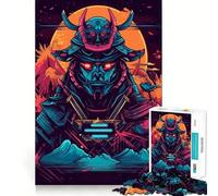 Puzzle Samurai Synth Wave Colors 1000 pièces pour Adultes, Jeu de réflexion, activité à la Maison, découpe Lisse, Surprise de Noël (38x52cm)