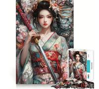 Puzzle Samurai Woman in Bloom pour Adultes, 1000 pièces, Jeu de logique Clair, Loisir Silencieux, découpe Parfaite, Cadeau élégant (38x52cm)