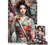 Puzzle Samurai Woman in Bloom pour Adultes, 1000 pièces, Jeu de logique Clair, Loisir Silencieux, découpe Parfaite, Cadeau élégant (38x52cm)