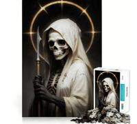 Puzzle Santa Muerte Blanc 1000 pièces,Jeu de Concentration mentale,découpe de précision,Bords Lisses,activité captivante pour des soirées tranquilles (50x75cm)