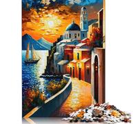 Puzzle Santorin 1000 pièces en Couleur pour Adultes, Jeu éducatif, Cadeau de Noël (75 x 50 cm)