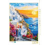 Puzzle · Santorin avec Coucher de Soleil | Plongez dans la beauté époustouflante de Santorin, capturée… · 1000 pièces · Format assemblé 64 × 48 cm · CALVENDO Puzzle