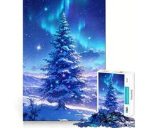 Puzzle Sapin de Noël aurores boréales pour Adultes, 1000 pièces, Jeu d'entraînement cérébral, Divertissement Relaxant, Art à Assembler, Cadeau de Noël (38x26cm)