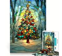 Puzzle Sapin de Noël en vitrail pour Adolescents, 1000 pièces, Jouet cognitif, Loisir Silencieux, Bordure Premium, Cadeau de Noël 38x52cm