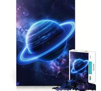 Puzzle Saturne aux Anneaux Bleus 1000 pièces pour Adolescents Renforce la mémoire, apaise et détend Finition de qualité (38x52cm)