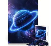 Puzzle Saturne aux Anneaux Bleus 1000 pièces pour Adolescents Renforce la mémoire, apaise et détend Finition de qualité (38x52cm)