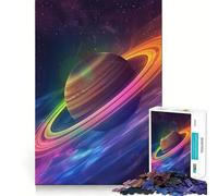Puzzle Saturne avec Anneaux Lumineux 1000 pièces pour Adolescents, Jeu de logique, Jouet Relaxant, découpe Lisse, décoration Murale (50x75cm)