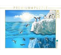 Puzzle · Saut du Pingouin, Un Saut dans l'eau Froide | Une journée ensoleillée sur la glace, de joyeux pingouins… · 1000 pièces · Format assemblé 64 × 48 cm · CALVENDO Puzzle