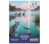 Puzzle Savannah 1000 Pièces pour Adultes Et Enfants, Jeu Ludique Et Instructif, Casse-tête Chat Crocodile Marais, Home Decor, Idée Cadeau 70x50cm/1000pcs