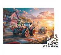 Puzzle Scène Course Tracteur 1000 pièces Matériau recyclé Paysage agricole Enfants +6 Ans Jeu éducatif Stimulant Jouet Parent-Enfant 38x26cm