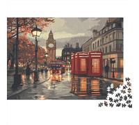 Puzzle Scène de Rue londonienne pour Adultes,52x38cm/1000pcs,Jeu Éducatif,décoration De La Maison,Style Urbain Vintage
