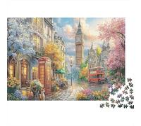 Puzzle Scène de Rue Londresse 1000 Pièces pour Familles | Durable Rue de Londres avec Big Ben Activité Familiale Amusante & Cadeau 52x38cm/1000pcs