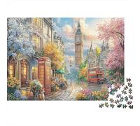 Puzzle Scène de Rue Londresse 1000 Pièces Stimulant pour Adultes Rue de Londres avec Big Ben Papier Recyclé | Cadeau Amusant 38x26cm/1000pcs