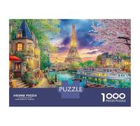 Puzzle Scène de Village Printanier 1000 Pièces Puzzle Rue de Paris Jeu Stimulant Idéal pour la Relaxation Carton 100% Recyclé pour Adultes et Enfants 70x50cm/1000pcs