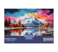 Puzzle Scène hivernale de lac de Montagne coloré Qui Compte 1000 Pièces pour Adultes,Nature onirique Un Jeu De Dexérité Très Difficile Puzzle Éducatif avec des Défis 38x26cm/1000pcs