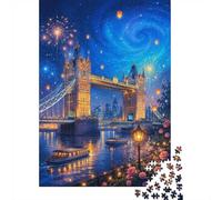 Puzzle scène Nocturne London Bridge pour Adultes, 1000 pièces | 52x38cm Pièces en carton, activité du soir, image urbaine détaillée, cadeau pour amateurs de puzzles