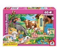 Puzzle SCHMIDT SPIELE Farm Animals 60 pièces Dès 5 ans Poster Inclus Bordure Rose