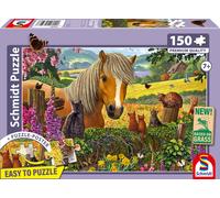 Schmidt Spiele 56526 Douce Visite au Paddock, Puzzle pour Enfants de 150 pièces en Carton d'herbe