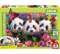 Schmidt Spiele 56578 Panda Trio, Puzzle pour Enfants de 200 pièces en Carton d'herbe