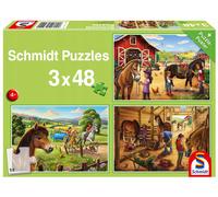 Schmidt-Spiele Puzzles 56519 Mes Chevaux préférés – 3 puzzles pour enfants 48 pièces – Multicolore