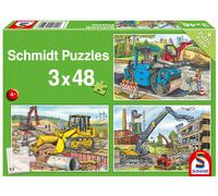 Schmidt-Spiele Puzzle 56520 Mes véhicules de chantier préférés, 3×48 pièces, multicolore