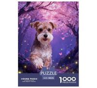 Puzzle Schnauzer Nain 1000 Pièces pour Adultes Et Enfants, Jeu D'Intelligence, Casse-tête Fleur de Cerisier Bois, Décoration Intérieure, Cadeau Famille 38x26cm/1000pcs