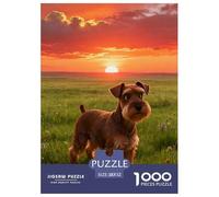 Puzzle Schnauzer Nain 1000 Pièces pour Adultes Et Enfants, Jeu en Famille, Jeu Éducatif, Puzzle Prairie au Coucher de Soleil, DéCoration, Cadeau Anniversaire 52x38cm/1000pcs