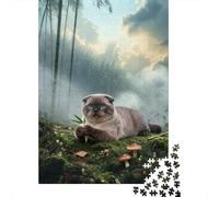 Puzzle Scottish Fold 1000 Pièces pour Adultes Et Enfants, Défi Stimulant Et Anti-Stress, Casse-tête Bambou Forêt, Home Decor, Cadeau Famille 52x38cm/1000pcs