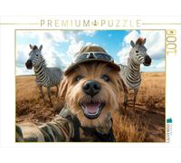 Puzzle · Selfie dans Le Style Safari | Un chien mignon qui part à l'aventure · 1000 pièces · Format assemblé 64 × 48 cm · CALVENDO Puzzle