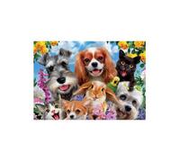 Puzzle Selfie Photo Animaux de compagnie : Chats, Chiens, Lapin - Puzzle 200 pieces, Enfant 7 ans - Set puzzle + carte