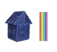 Puzzle sensoriel 3D en forme de maison avec bandes en silicone multicolores, 15,5 x 12,7 cm, jeu d'intelligence anti-stress pour enfants (bleu)