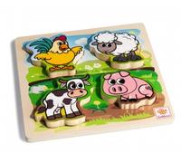 Eichhorn Puzzle tactile 100003687 – bois avec tissu, 5 pièces, motif Animaux de la Ferme 20 x 20 cm