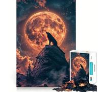 Puzzle Sérénade Lunaire des Loups 1000 Pièces Jeu de Réflexion Pièces Précises à Assembler sans Couture Activité Amusante en Famille Le Soir (38x26cm)