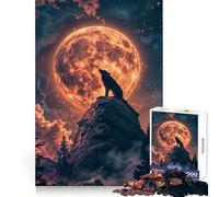 Puzzle Sérénade Lunaire du Loup 1000 Pièces pour Adolescents Stimule la Réflexion Passe-Temps Confortable Assemblage Sécurisé Cadeau de Noël Idéal (50x75cm)
