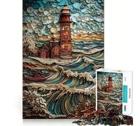 Puzzle Serene Lighthouse Quilling 1000 pièces pour Adultes Jeu de logique et de précision Cadeau élégant (38x26cm)