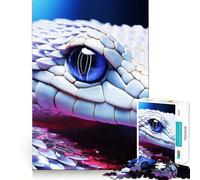 Puzzle Serpent Blanc aux Yeux Bleus 1000 Pièces Stimule l'esprit Découpe Nette Composants Robustes Divertissement captivant pour des Moments de détente à la Maison (50x75cm)