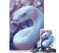 Puzzle Serpent Blanc aux Yeux Bleus pour Adultes 1000 Pièces Jeu de Mémoire Découpe Laser pour Un Assemblage Parfait Cadeau Unique Anti-Stress (38x26cm)