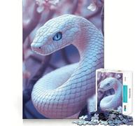 Puzzle Serpent Blanc aux Yeux Bleus pour Adultes 1000 Pièces Jeu de Mémoire Solide Assemblage Sécurisé Jeu de Connexions Significatif (50x75cm)