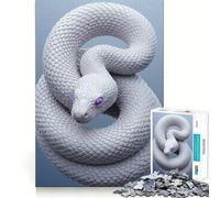 Puzzle Serpent Blanc aux Yeux Violets 1000 Pièces Jeu de Construction Assemblage Parfait Activité Récompenseuse pour Les Jours de Pluie (50x75cm)