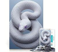 Puzzle Serpent Blanc aux Yeux Violets 1000 Pièces Jeu de Réflexion Assemblage Stable Pièces Ne Déplaçant Pas de Déplacement Passe-Temps Agréable pour Les Longs Week-Ends (38x26cm)