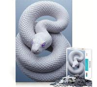 Puzzle Serpent Blanc aux Yeux Violets 1000 Pièces pour Adolescents Jeu de Stimulation Mentale Assemblage Solide et Sécurisé Activité Amusante en Famille Activité Nocturne (38x52cm)
