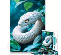 Puzzle Serpent Blanc dans Le Feuillage 1000 Pièces Découpe Laser pour Un Ajustement Parfait Activité de Partage en Famille (38x26cm)