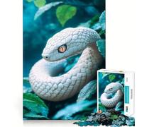 Puzzle Serpent Blanc dans Le Feuillage 1000 pièces Jeu de Concentration mentale Découpe de précision Bords Lisses Jeu de Construction de Liens significatifs (38x52cm)